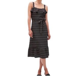 Banana Republic Striped Black Mermaid Ruffle Midi Dress 4